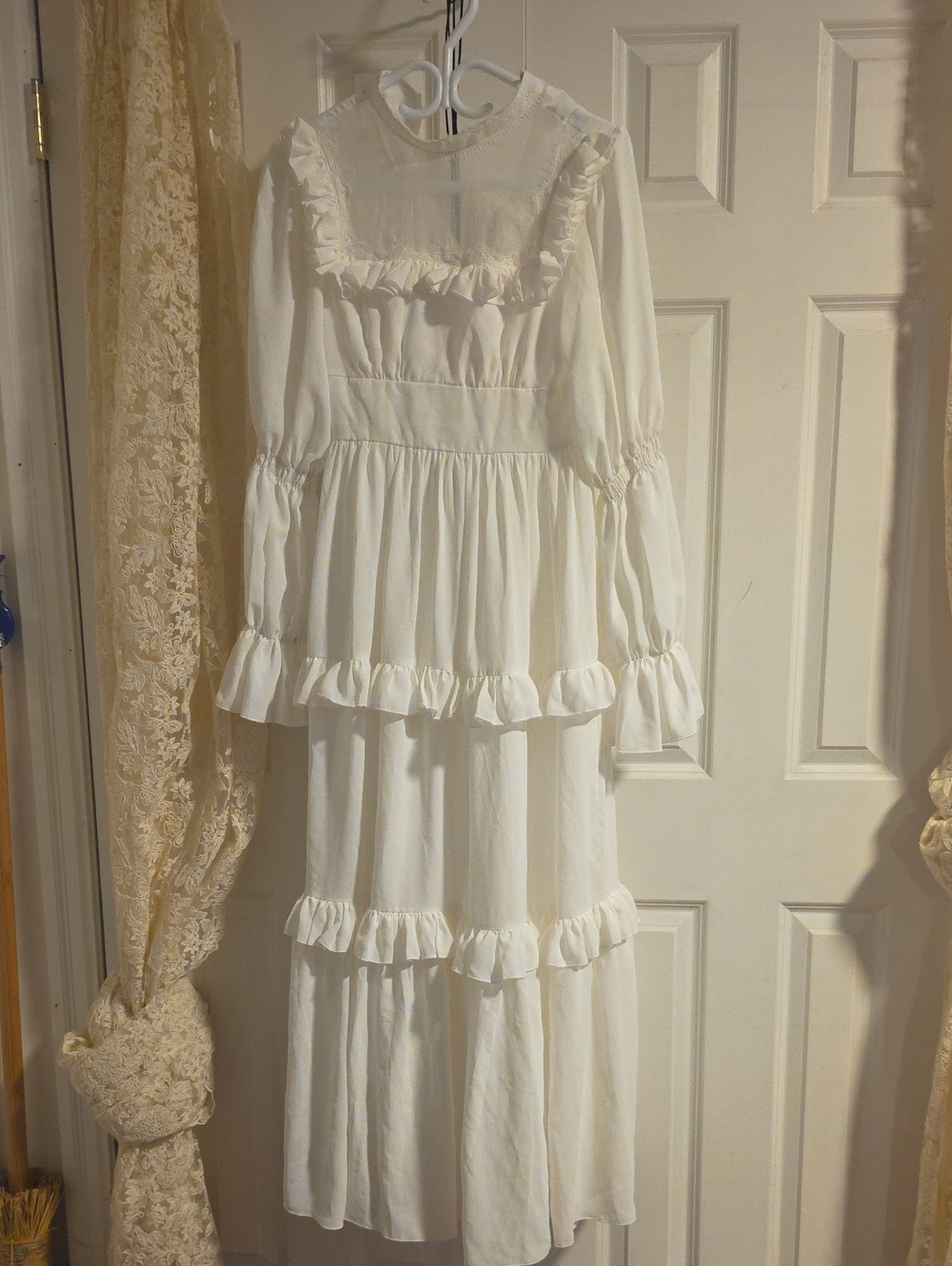 White Ruffle Victorian Style Dress